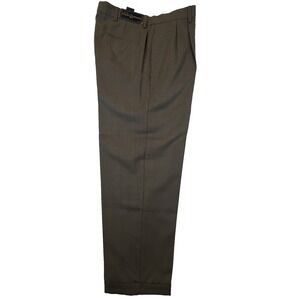 Tommy Hilfiger Golf Pants Vtg NWT Wool Brown Plaid Pleated Cuffed Size 36x29